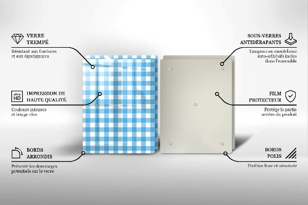 Skyddsplatta för spis Blåvit rutor