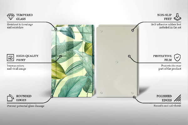 Skyddsplatta för spis Gröna tropiska löv