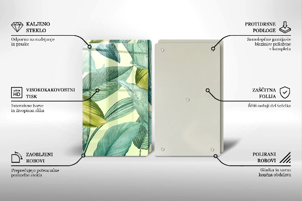 Skyddsplatta för spis Gröna tropiska löv