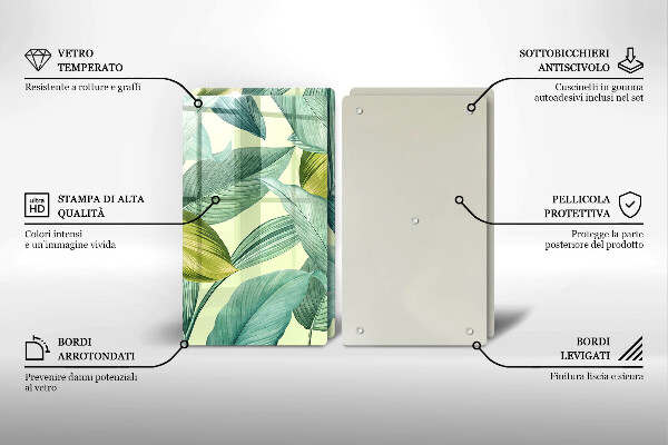 Skyddsplatta för spis Gröna tropiska löv