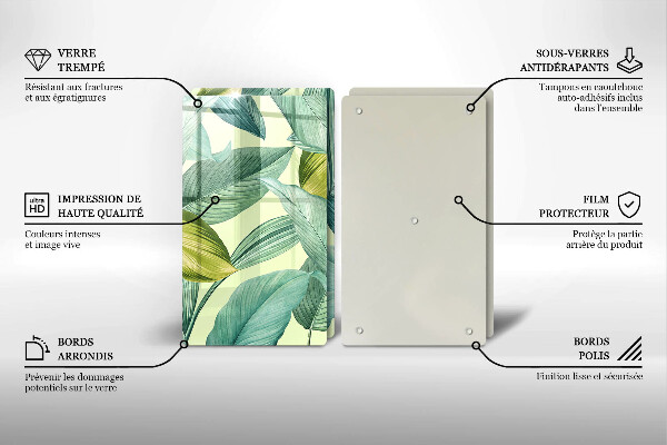 Skyddsplatta för spis Gröna tropiska löv