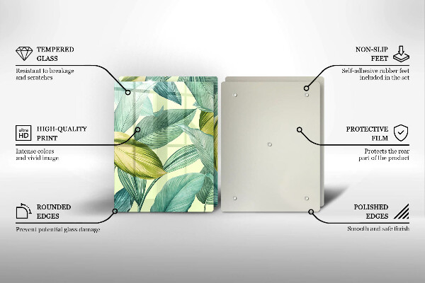 Skyddsplatta för spis Gröna tropiska löv