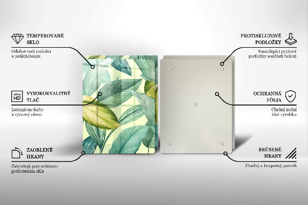 Skyddsplatta för spis Gröna tropiska löv