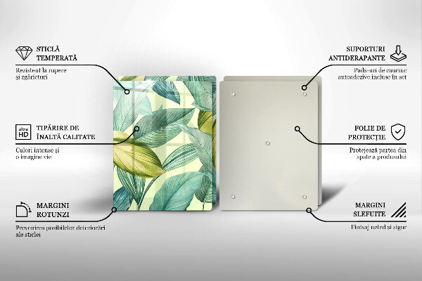 Skyddsplatta för spis Gröna tropiska löv