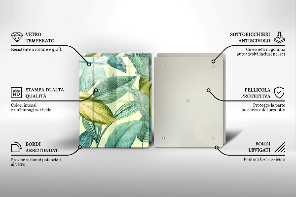 Skyddsplatta för spis Gröna tropiska löv