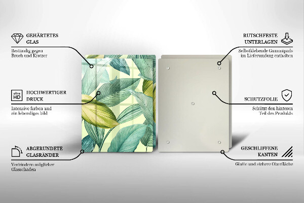 Skyddsplatta för spis Gröna tropiska löv