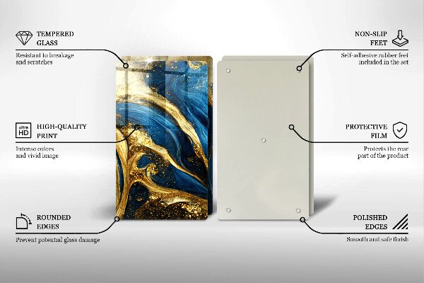 Spisskyddsplatta Blåguld marmor