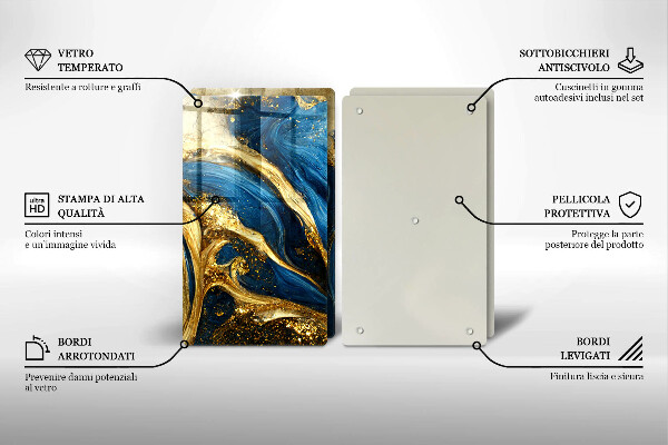 Spisskyddsplatta Blåguld marmor