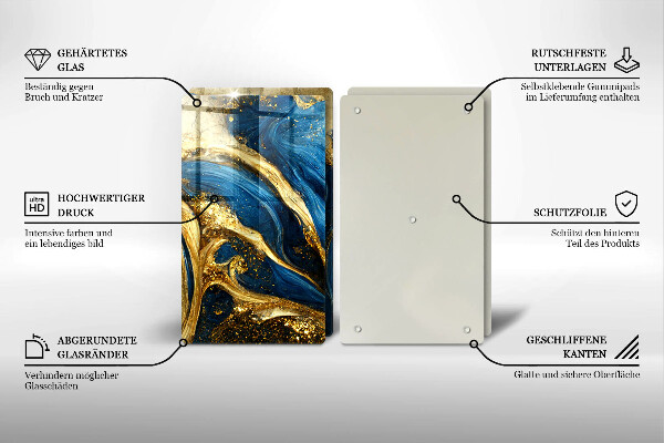 Spisskyddsplatta Blåguld marmor