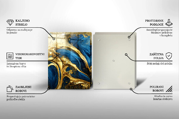 Spisskyddsplatta Blåguld marmor