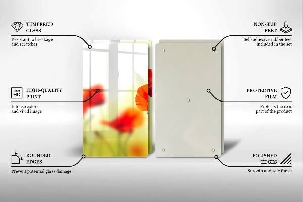 Glashällskydd Röda vallmoblommor