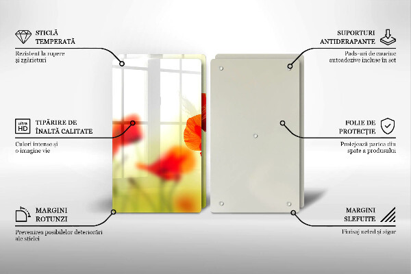 Glashällskydd Röda vallmoblommor