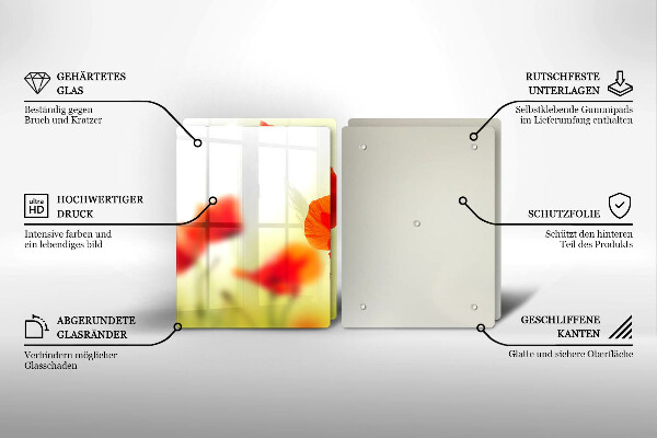 Glashällskydd Röda vallmoblommor