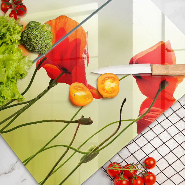 Glashällskydd Röda vallmoblommor