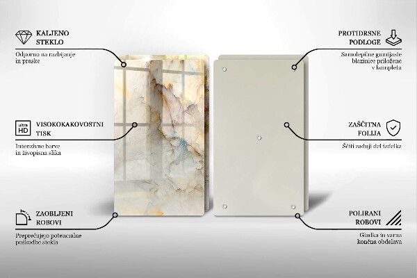 Skydd för spis Marmorstruktur med guld