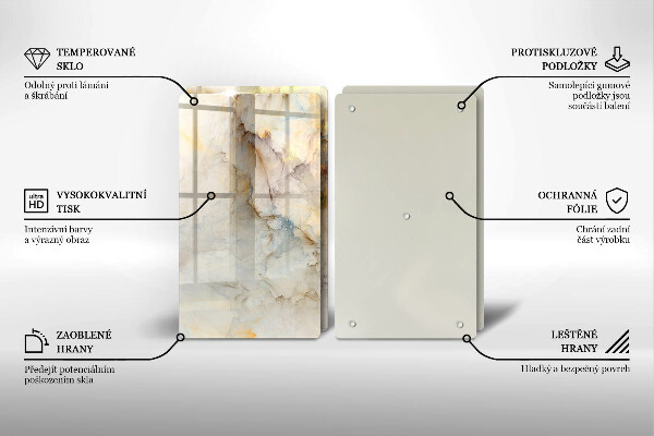Skydd för spis Marmorstruktur med guld