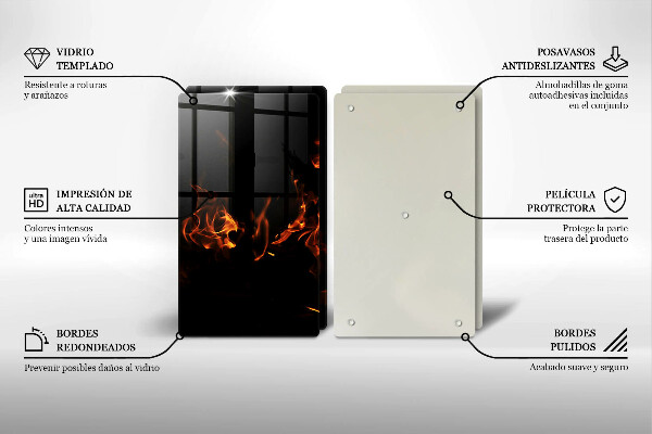 Skyddsplatta för spis Eld, levande låga