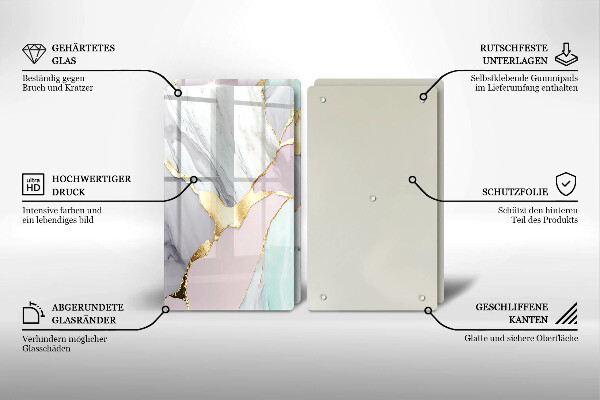 Skydd för spis Pastell marmor