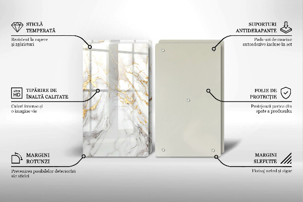 Skydd för spis Ljus marmor med guld