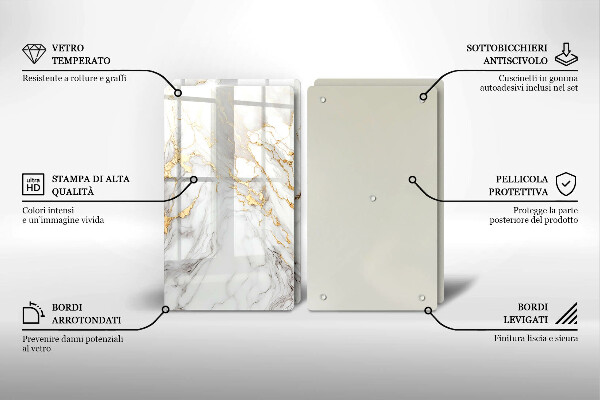 Skydd för spis Ljus marmor med guld