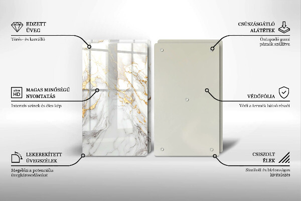 Skydd för spis Ljus marmor med guld