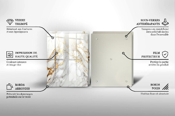 Skydd för spis Ljus marmor med guld