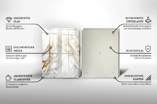 Skydd för spis Ljus marmor med guld