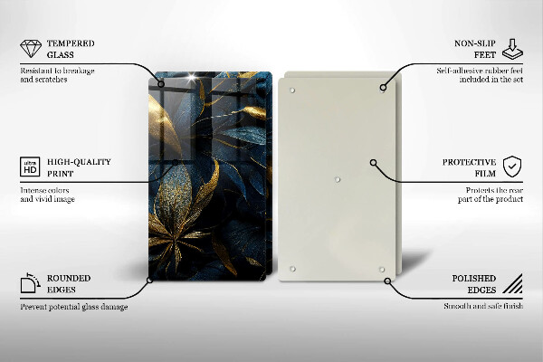 Skydd för spis Dekorativa blad med guld