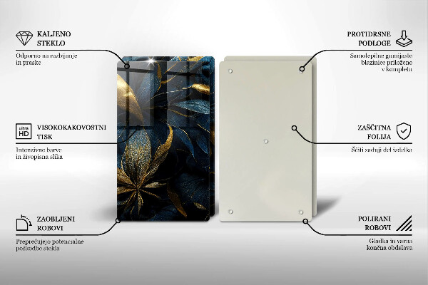 Skydd för spis Dekorativa blad med guld