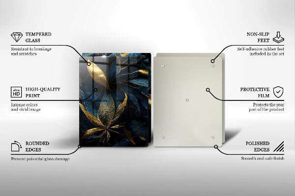 Skydd för spis Dekorativa blad med guld