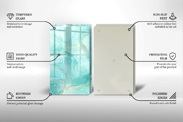 Skydd för spis Blå och guld abstraktion