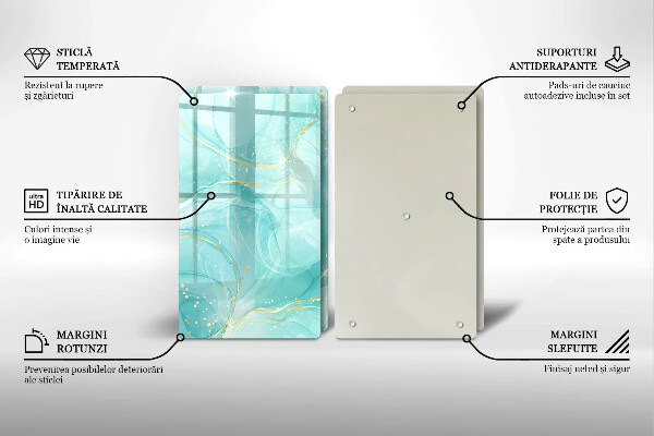 Skydd för spis Blå och guld abstraktion