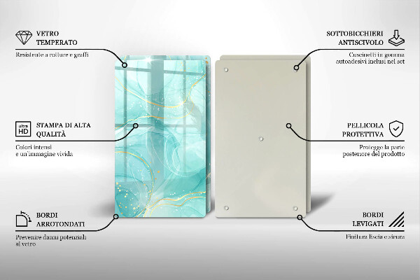 Skydd för spis Blå och guld abstraktion