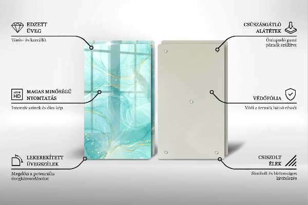 Skydd för spis Blå och guld abstraktion