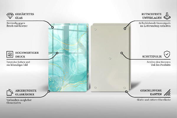 Skydd för spis Blå och guld abstraktion