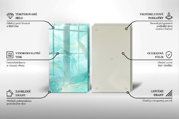 Skydd för spis Blå och guld abstraktion