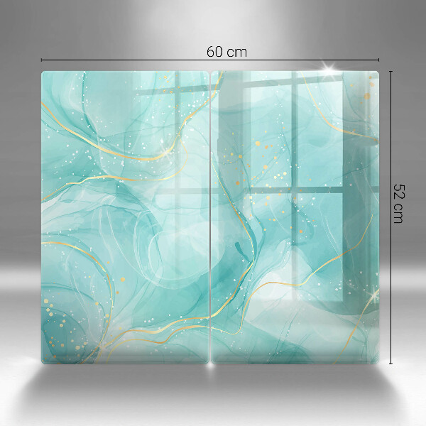 Skydd för spis Blå och guld abstraktion