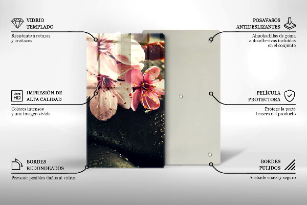 Skydd för induktionsspis modern Blommor zen stenar