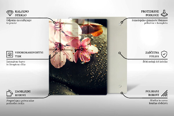 Skydd för induktionsspis modern Blommor zen stenar