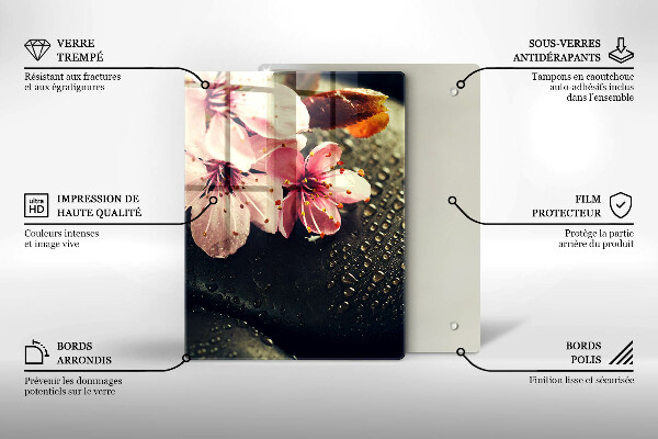 Skydd för induktionsspis modern Blommor zen stenar