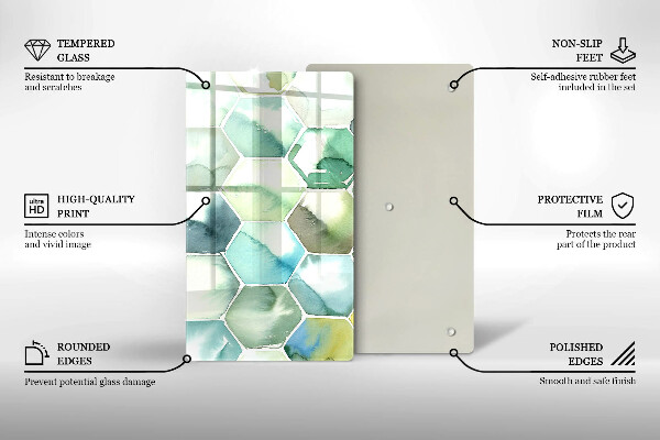 Glashällskydd modern Akvarell hexagoner