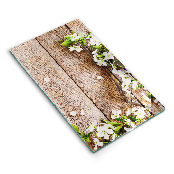 Spisskyddsplatta modern Vita blommor på brädor
