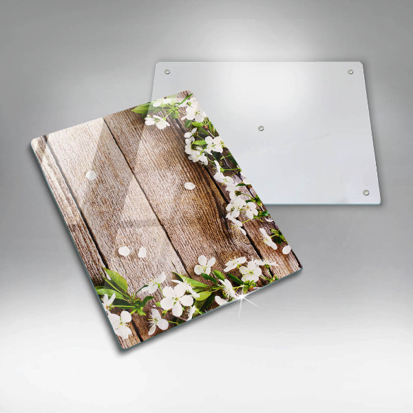 Spisskyddsplatta modern Vita blommor på brädor