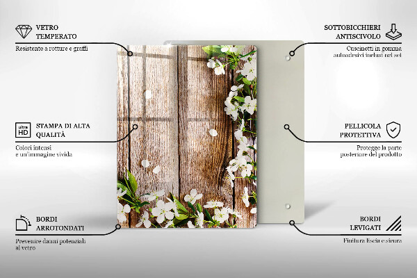 Spisskyddsplatta modern Vita blommor på brädor