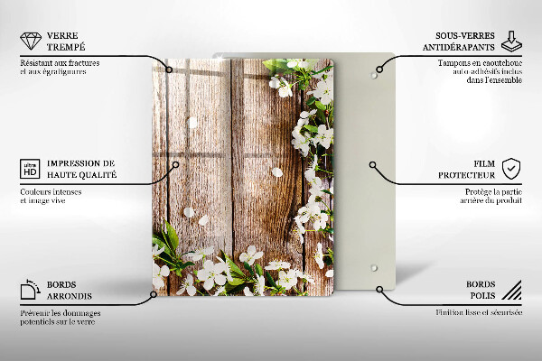 Spisskyddsplatta modern Vita blommor på brädor