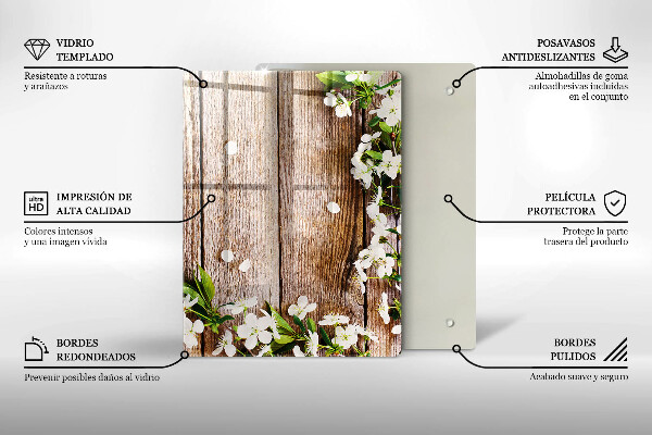 Spisskyddsplatta modern Vita blommor på brädor