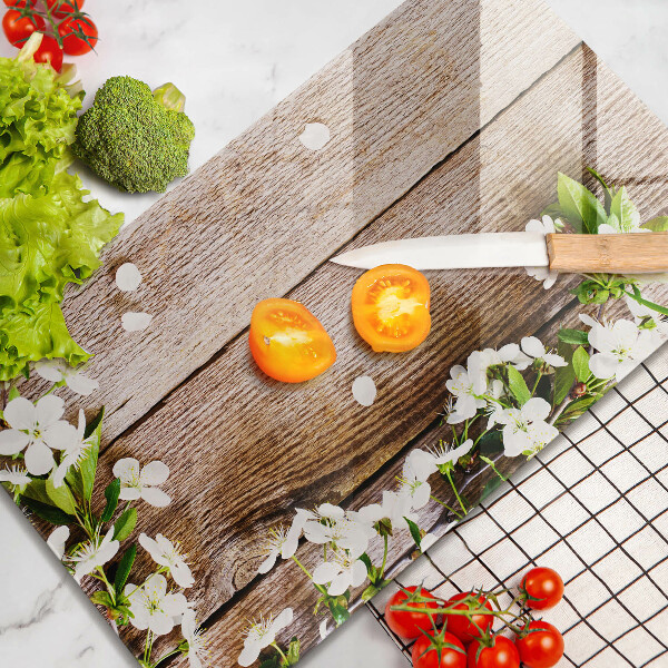 Spisskyddsplatta modern Vita blommor på brädor