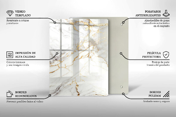 Kokkärlskydd modern Ljus marmor med guld