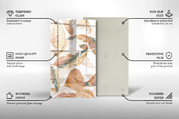 Glashällskydd modern Boho fjädrar och löv