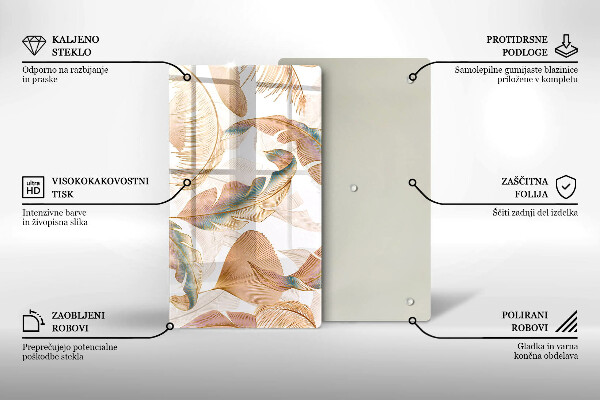 Glashällskydd modern Boho fjädrar och löv